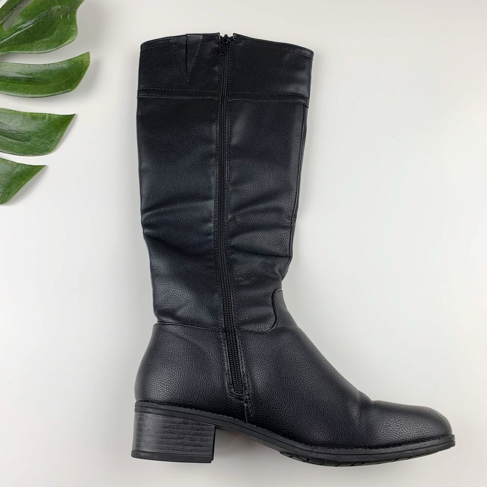 Nautica Gallaway Boots Tall Knee High Riding Black Faux Leather Women's 7.5 - Picture 8 of 10